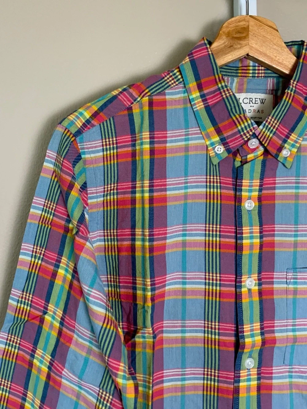 J. Crew Slim Madras Plaid Button Down Oxford Shirt